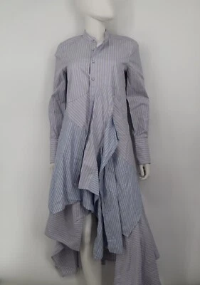 BCBG Runway 蓝色不对称连衣裙小号衬衫连衣裙长款 — 第 1/4 张图片