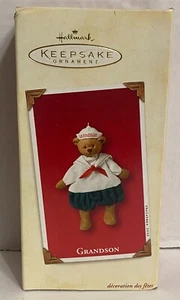 Vintage 2002 Hallmark Keepsake Fabric Grandson Sailor Teddy Bear Ornament - Bild 1 von 6