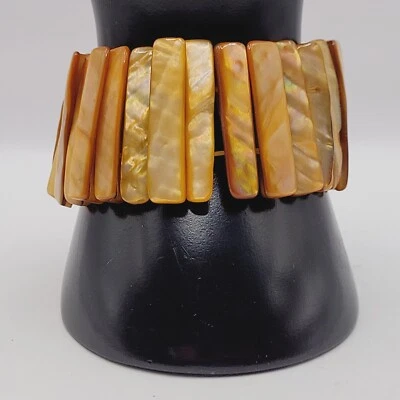 Brazalete o brazalete elástico Shell Piece color naranja oxidado grueso ancho grande Foto 1 de 4