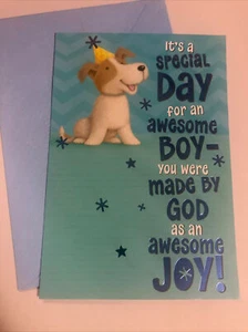Happy Birthday Boy Special Say Religious Puppy Dog Greeting Card - Picture 1 of 6