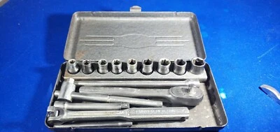 Vintage Craftsman 1/4" Drive SAE =V= Series Socket Set 15pc  +Metal Box 1950-66 - Image 1 of 4