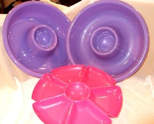 Lot of Three Large Plastic Sectioned Party Picnic Serving Trays - Picture 1 of 6