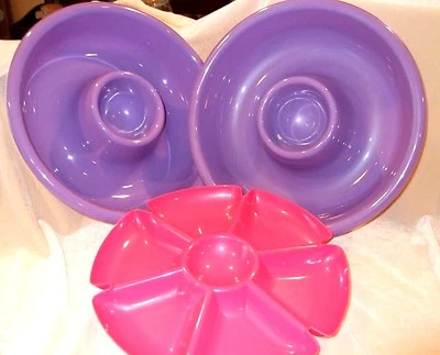 Lot of Three Large Plastic Sectioned Party Picnic Serving Trays - Image 1 of 4