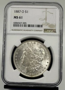 1887  O MORGAN SILVER DOLLAR NGC MS 61 - Picture 1 of 4