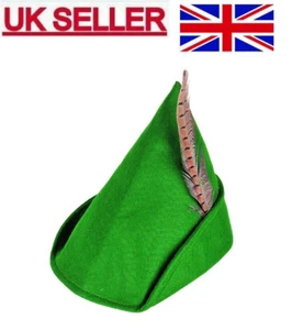 Green Storybook Robin Hood Peter Pan Hat Adults Book Day Men Ladies Fancy Dress - Picture 1 of 2