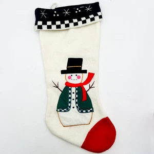 Pattern Only Knitted Snowman with Scarf Christmas Stocking - Picture 1 of 3