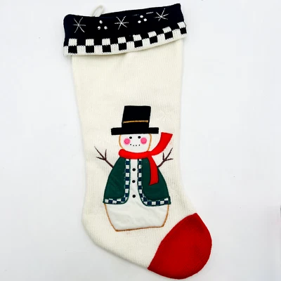 Pattern Only Knitted Snowman with Scarf Christmas Stocking - Image 1 of 3