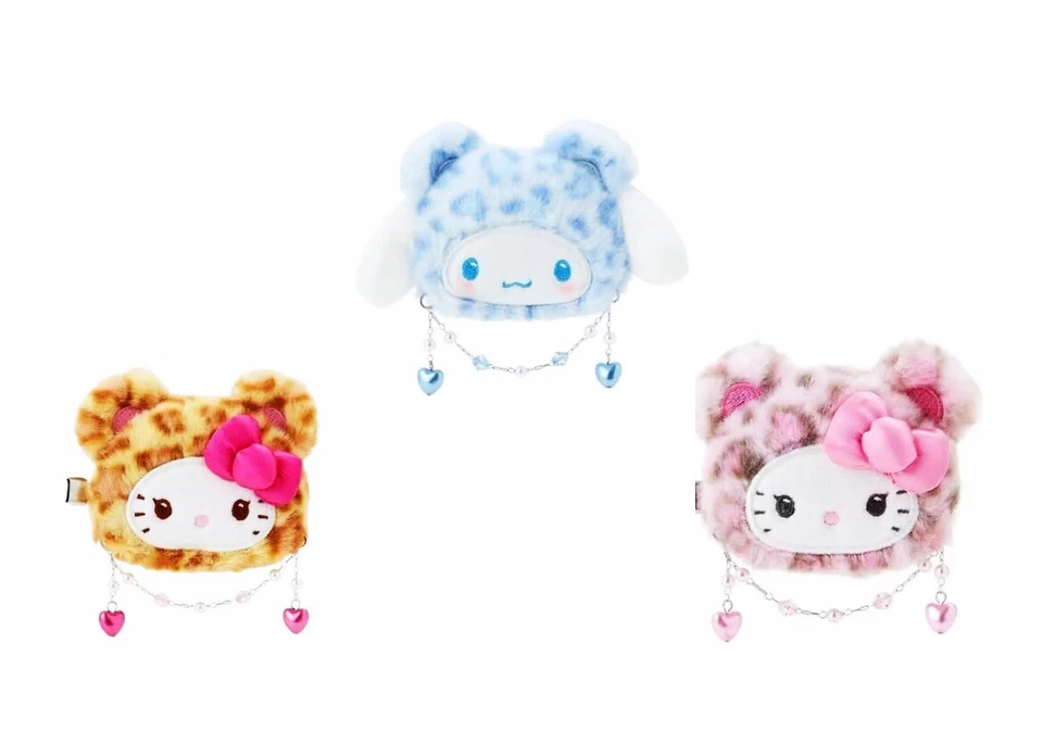 Sanrio Hello Kitty Leopard Plush Gal Pal Beaded Hair Clips Kawaii Cinnamoroll - Image 1 of 4