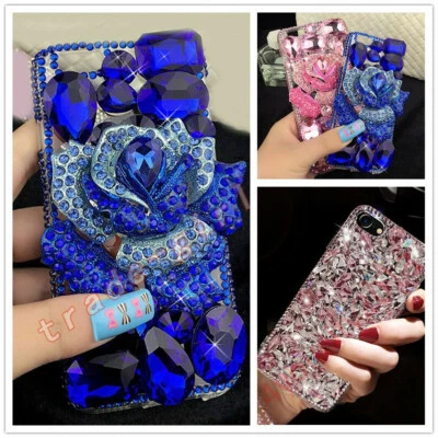 For Google Phones Luxury Handmade Gems Glitter Bling Diamond Sparkle Rose Case  - Image 1 of 4