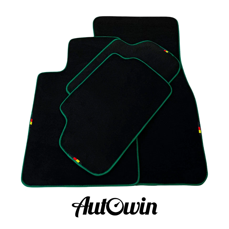 Alfombrillas negras marca AutoWin para BMW Serie 7 F01 (2008-2015) molduras verdes Foto 1 de 4