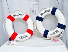 Welcome Aboard Nautical Life Ring Lifebuoy Boat Wall Hanging Home Decoration LC