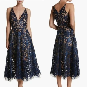 Dress The Population | Blair Navy Embellished Fit and Flare NWOT - Picture 1 of 9