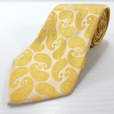 Corbata de microfibra tejida con patrón de cachemira dorada Angelo Rossi de lujo 62" x 3,75 Foto 1 de 4