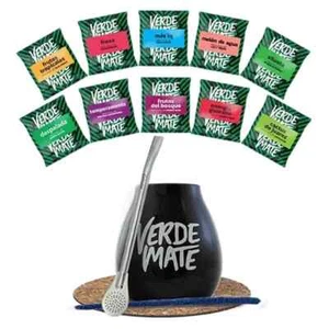Mate Tee Set 500g Yerba Mate Fruchtproben Guarana 10x50g + Mate Becher Bombilla - Bild 1 von 12