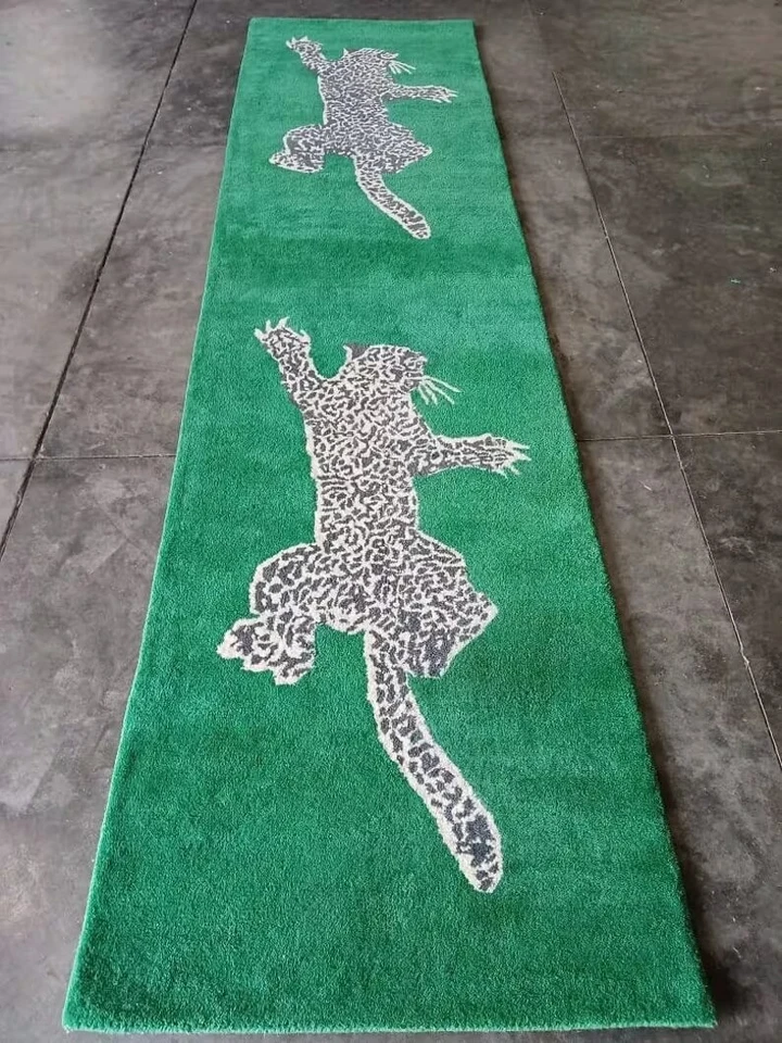 Indian Modern New Zealand Wool Hand Tufted Leopard Runner Rug Carpet - Image 1 of 4