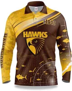 Hawthorn Hawks AFL Mens Fishing Shirt Sizes S-7XL BNWT - Picture 1 of 2