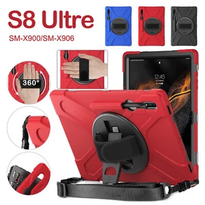 Shockproof Rotating Stand Strap Case Cover For Samsung Galaxy Tab S8 Ultra 14.6" - Picture 1 of 48