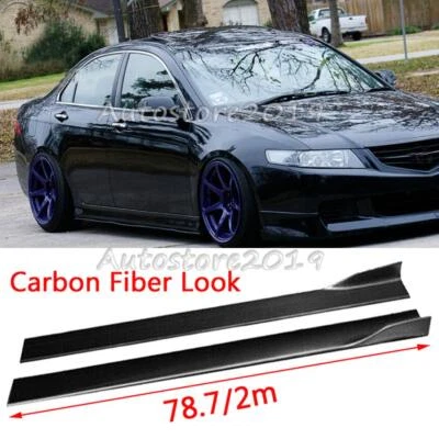 For Acura TSX 2004-2014 78.7" Carbon Fiber Side Skirt Extension Rocker Panel Foto 1 de 4
