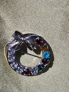 Broche prendedor de diamantes de imitación multicolor de plata de ley - Imagen 1 de 4