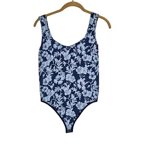 Body canotta Intimaly People blu e bianco floreale scollo a scoop elasticizzato M - Foto 1 di 7