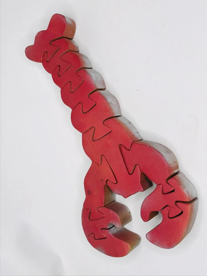 Lobster Hand Crafted Painted Wood Puzzle 15" Long 1.75" Tall 12 Pieces - Image 1 of 3