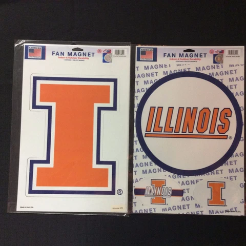 NCAA Illinois Fighting Illini Block I or 3 Pack Magnet Set Cover
