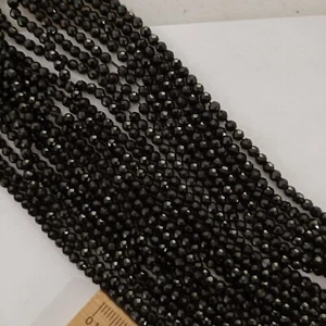 130pcs tiny 3mm Black Hydro Glass Faceted Rondelle Beads AUS Free Postage AJB - Picture 1 of 2