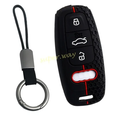 Silicone Car Key Case Cover Chain For 2019-2025 Audi A3 A6 C8 A7 A8 Q7 Q8 e-tron - image 1 of 4