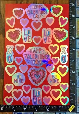 VALENTINE'S DAY, RED HEARTS, XOXO, BE MINE, ONE SHEET BEAUTIFUL STICKERS #XO02 - Image 1 of 2