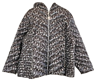Laundry by Shelli Segal Hooded Down Quilt Puffer Down Animal Print Size 3X - Image 1 of 4