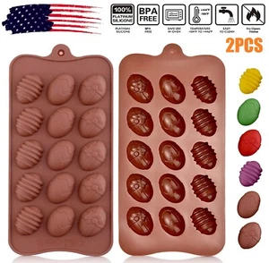 2× Easter Egg Chocolate Mold Cookie Mould Silicone Baking Mold Party Ice Cube US - Picture 1 of 10