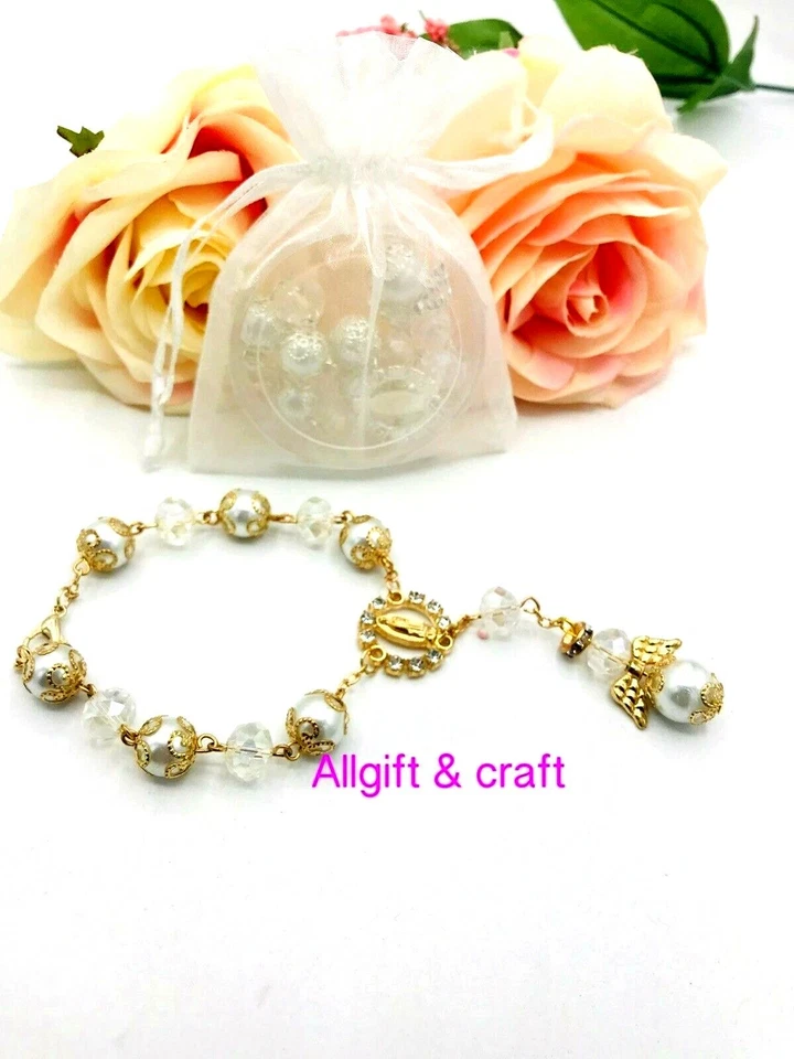 24 Rosarios de Ángel Guadalupe Bautizo Favores Rosario Recuerdos Bautizo Foto 1 de 4