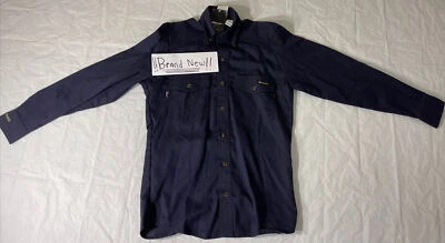 New WorkRite FR Flame Resistant Xtra Small Navy Blue 100% Cotton Work Shirt J183 - Image 1 of 4