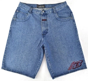 Vintage 90s BOSS Streetwear Hip-Hop Rap Baggy Denim Jeans Short USA Mens Size 38 - Picture 1 of 24
