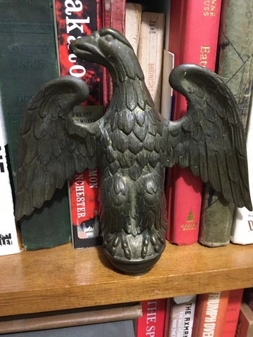 USA vintage heavy brass Bald Eagle flag pole topper patriotic 6 3/4"  X 6 1/4" Cover