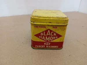 Vintage Lavelle Black Diamond Faucet Washers Plumber Empty Advertising Tin - Picture 1 of 7