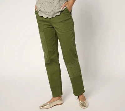 LOGO by Lori Goldstein Women's Plus Sz Pants 18 Regular Straight Green A689569 - Image 1 of 4