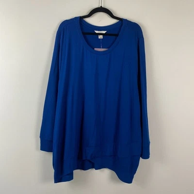 Cj Banks Sweatshirt Womens 3X Blue Asymmetric Hem Pullover Fleece - Image 1 of 4