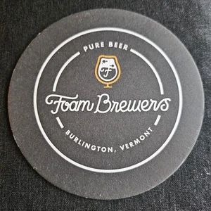 Black Beer Collectible Coaster FOAM BREWERS Pure Beer Brewery Burlington VERMONT - Picture 1 of 1