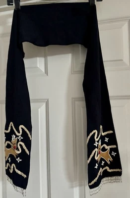 Lemongrass Vintage Christmas Fuzzy Reindeer Beaded Gold Metallic Pearl Scarf  - Image 1 of 4