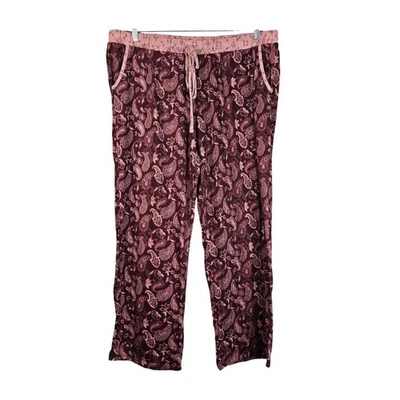 Pantalones de pijama Lucky Brand Lounge para mujer 2XL rosa borgoña cachemira cordón boho Foto 1 de 4
