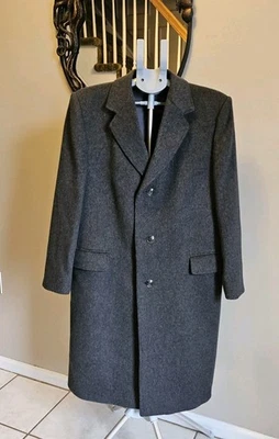 Abrigo de lana y cachemir vintage años 90 The Hub para hombre M 40R Hungría gris trinchera larga Foto 1 de 4