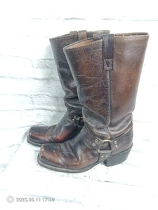 Acme Dingo Distressed Motorcycle Harness Biker Boots Vintage US Made Men's 10 s2 - Picture 1 of 13