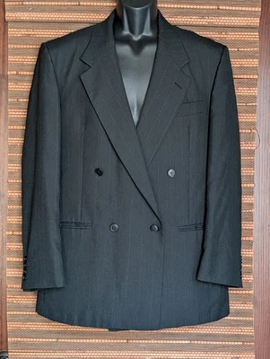 Botany 500 Blazer Jacket Mens 42R Charcoal Gray Black Double Breasted Vintage - Image 1 of 4