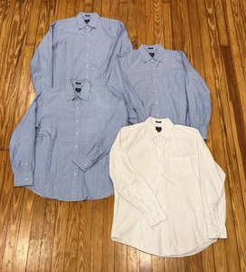 Lot Of 4 J Crew Shirt Mens Blue White Flex Oxford Button Front L/S Size Medium - Picture 1 of 3