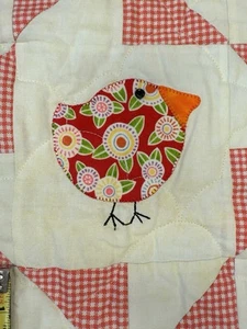 Little Bird Applikation Rosa Gingham Quilt Pinwheel Neu Modern Handarbeit - Bild 1 von 16