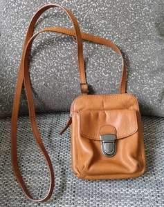 White Stuff Women's Bag Brown Leather with Cotton Shoulder Bag Retro Mini - Picture 1 of 12