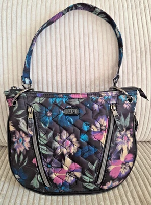 Lug Swivel "Bloom Black" Convertible Crossbody Black Floral Handbag Purse - Image 1 of 4
