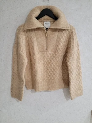 Suéter Tejido con Cable Abercrombie & Fitch Talla Pequeña Pescador Grueso Suave Acogedor Foto 1 de 4
