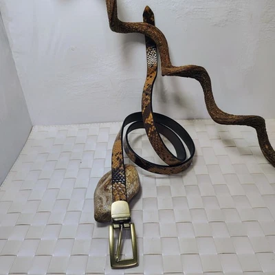 Coldwater Creek Bronze Snake Belt Reverse to Bronze Print Size XL 36"- 40" Waist - Image 1 of 4